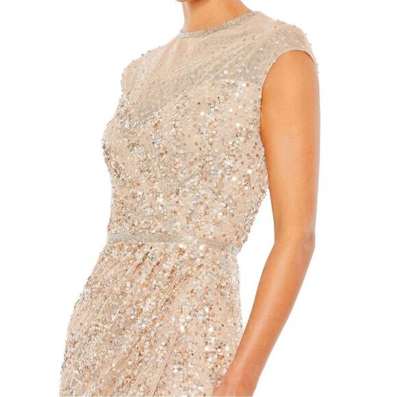 Mac Duggal 5619 Womens EMBELLISHED ILLUSION HIGH NECK CAP SLEEVE GOWN - Picture 4 of 15